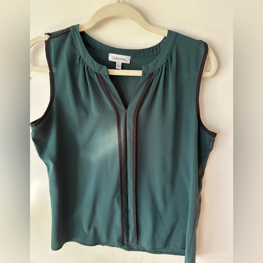 Calvin Klein Women's Teal Sleeveless Blouse